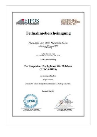 Zertifikat Fachplaner Holzbau (Eipos)