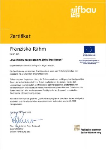 Zertifikat zirkuläres Bauen